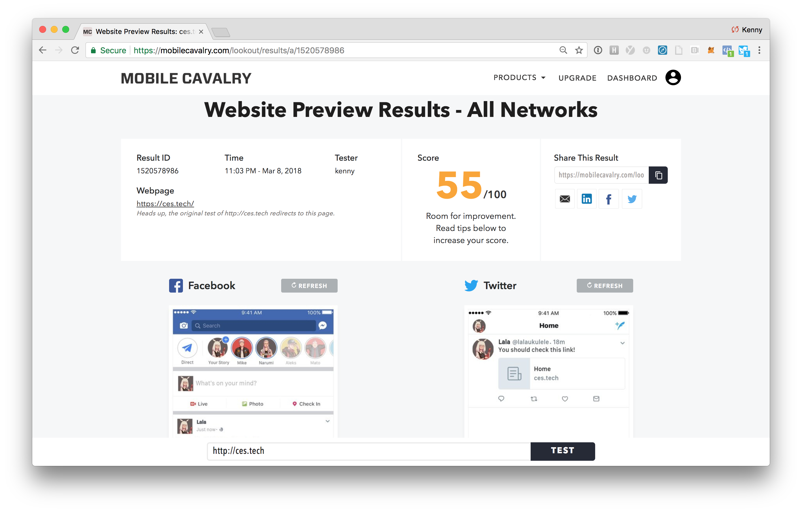 lookout result all networks score